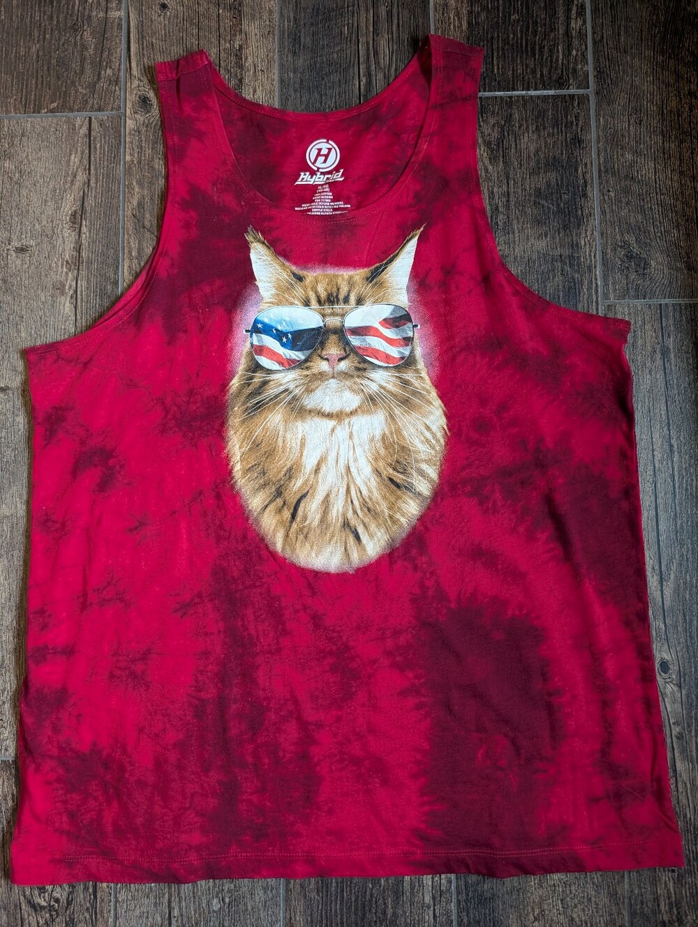 Patriotic Freedom USA Flag Sunglasses Cool Cat Tank XL
